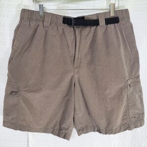 Columbia Cargo Shorts Outdoor Hiking Brown Zip Pockets Men's L